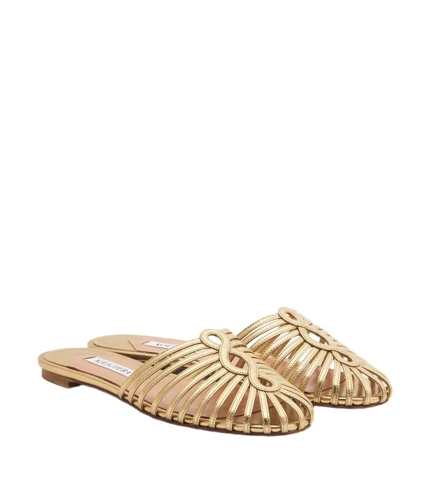 Sweet Surrender metallic leather mules