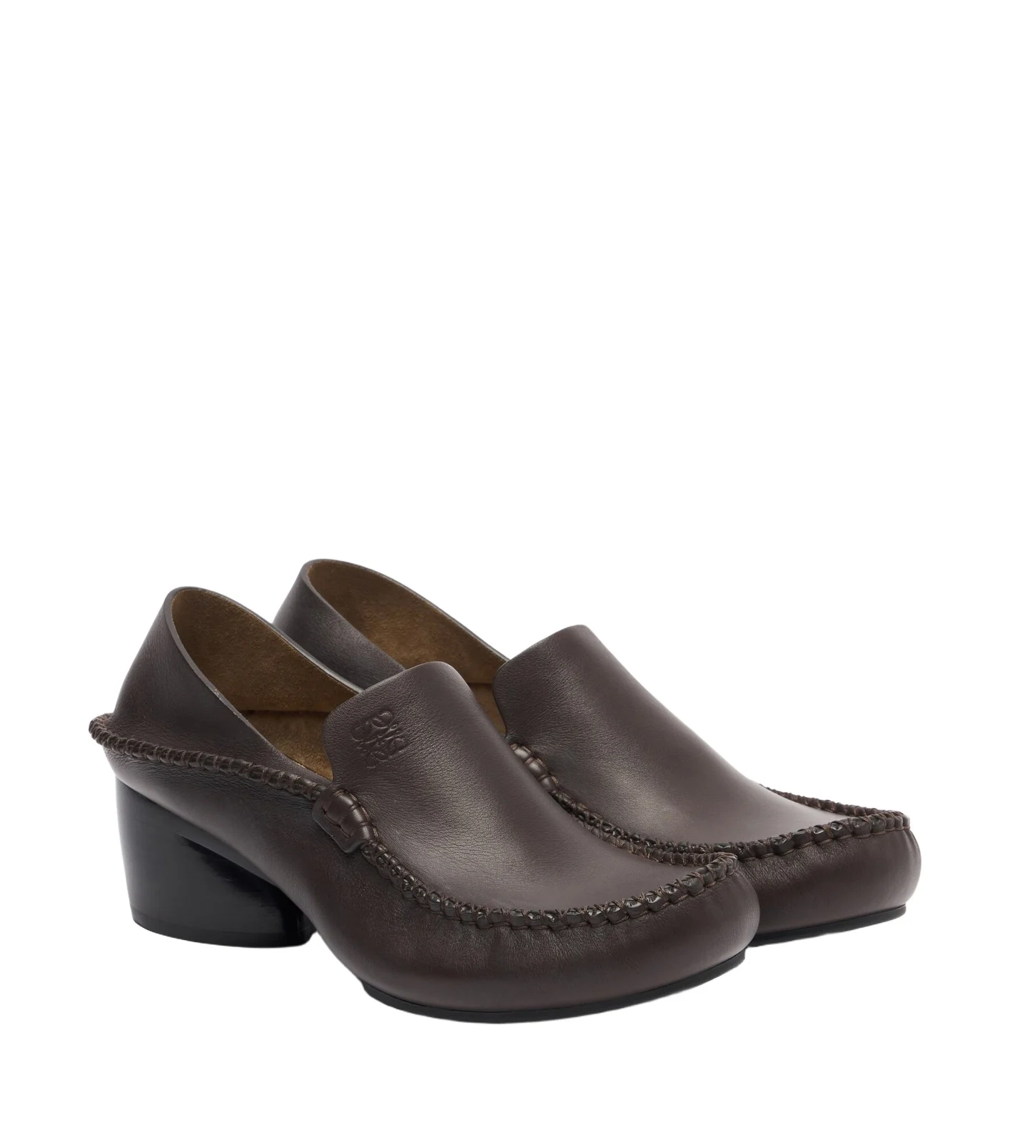 Oval leather loafer pumps Oval leather loafer pumps