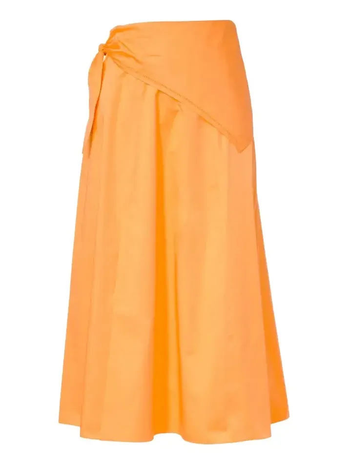Scarf-detail cotton midi skirt Scarf-detail cotton midi skirt