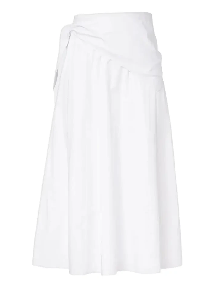 Scarf-detail cotton poplin midi skirt Scarf-detail cotton poplin midi skirt