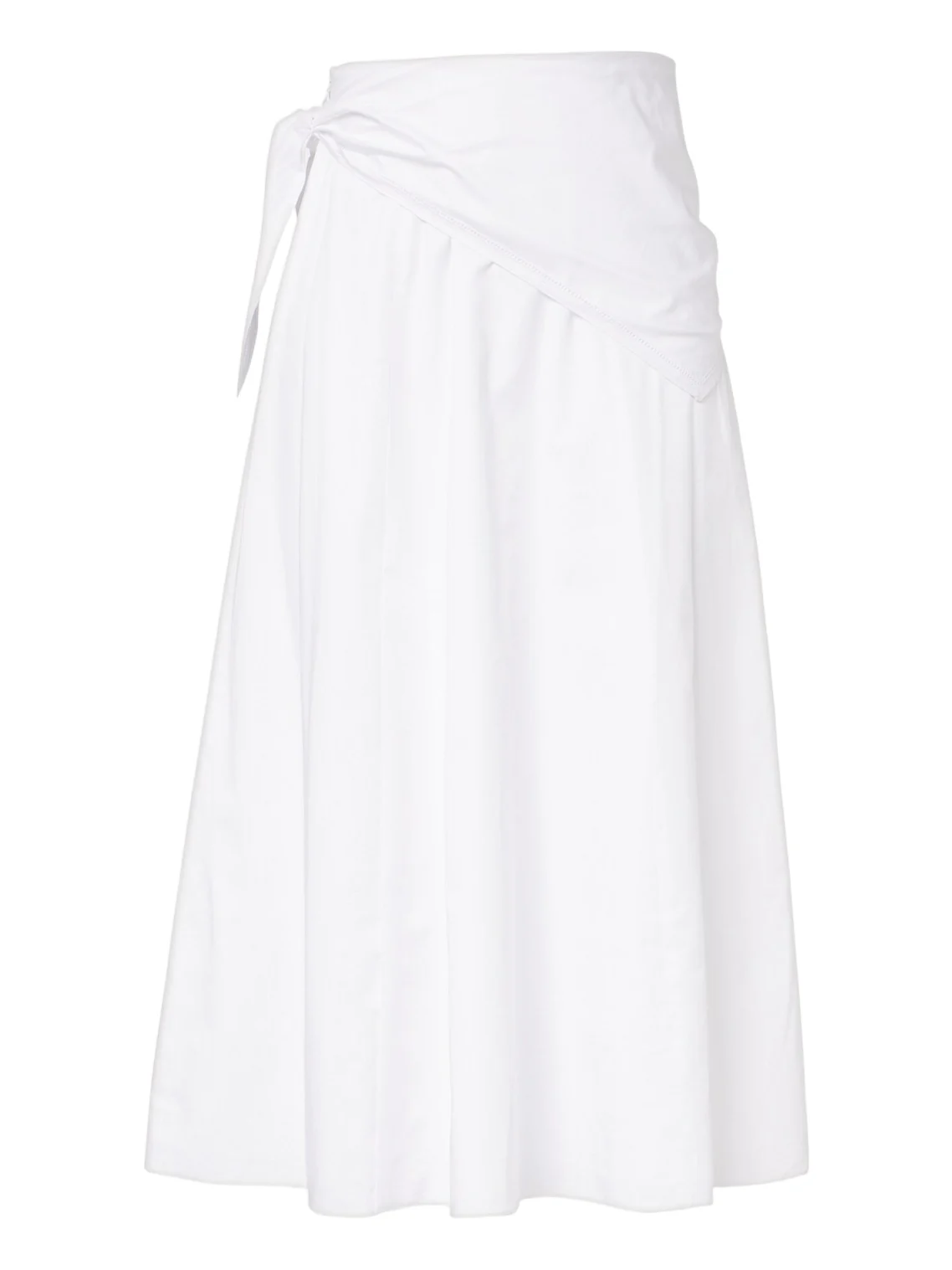 Scarf-detail cotton poplin midi skirt Scarf-detail cotton poplin midi skirt