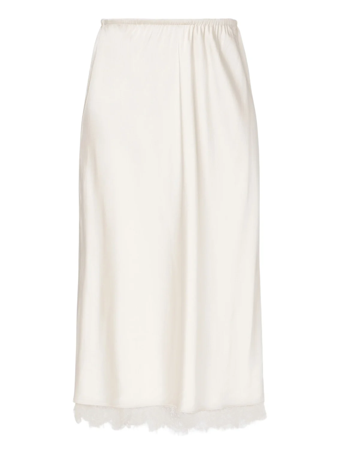 Lace-trimmed satin midi skirt Lace-trimmed satin midi skirt