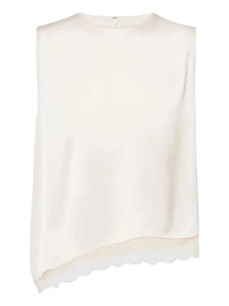 Lace-trimmed satin top Lace-trimmed satin top