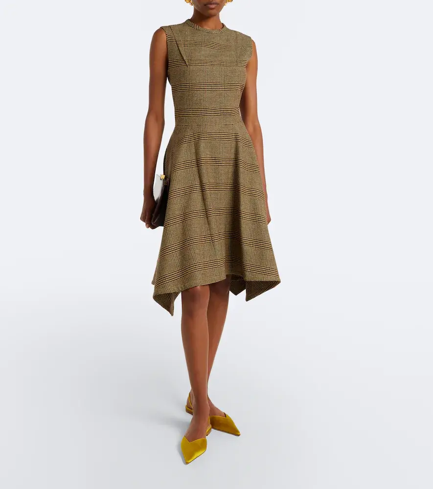 Patou Asymmetric Prince of Wales midi dress | Thumbnail 3 Patou Asymmetric Prince of Wales midi dress | Thumbnail 3