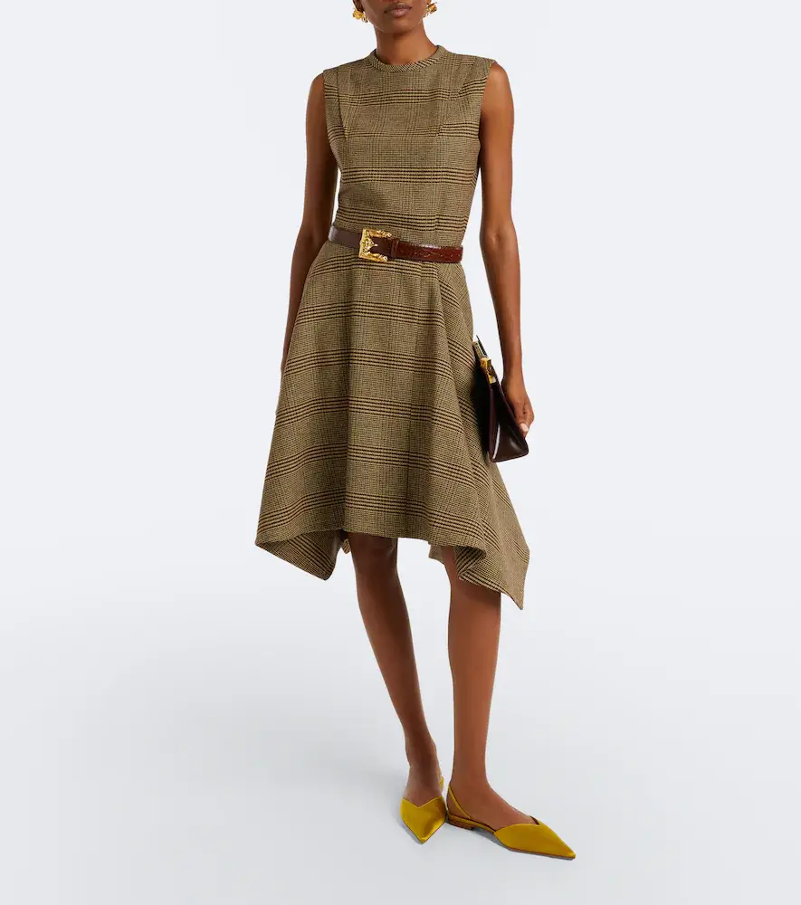 Patou Asymmetric Prince of Wales midi dress | Thumbnail 4 Patou Asymmetric Prince of Wales midi dress | Thumbnail 4