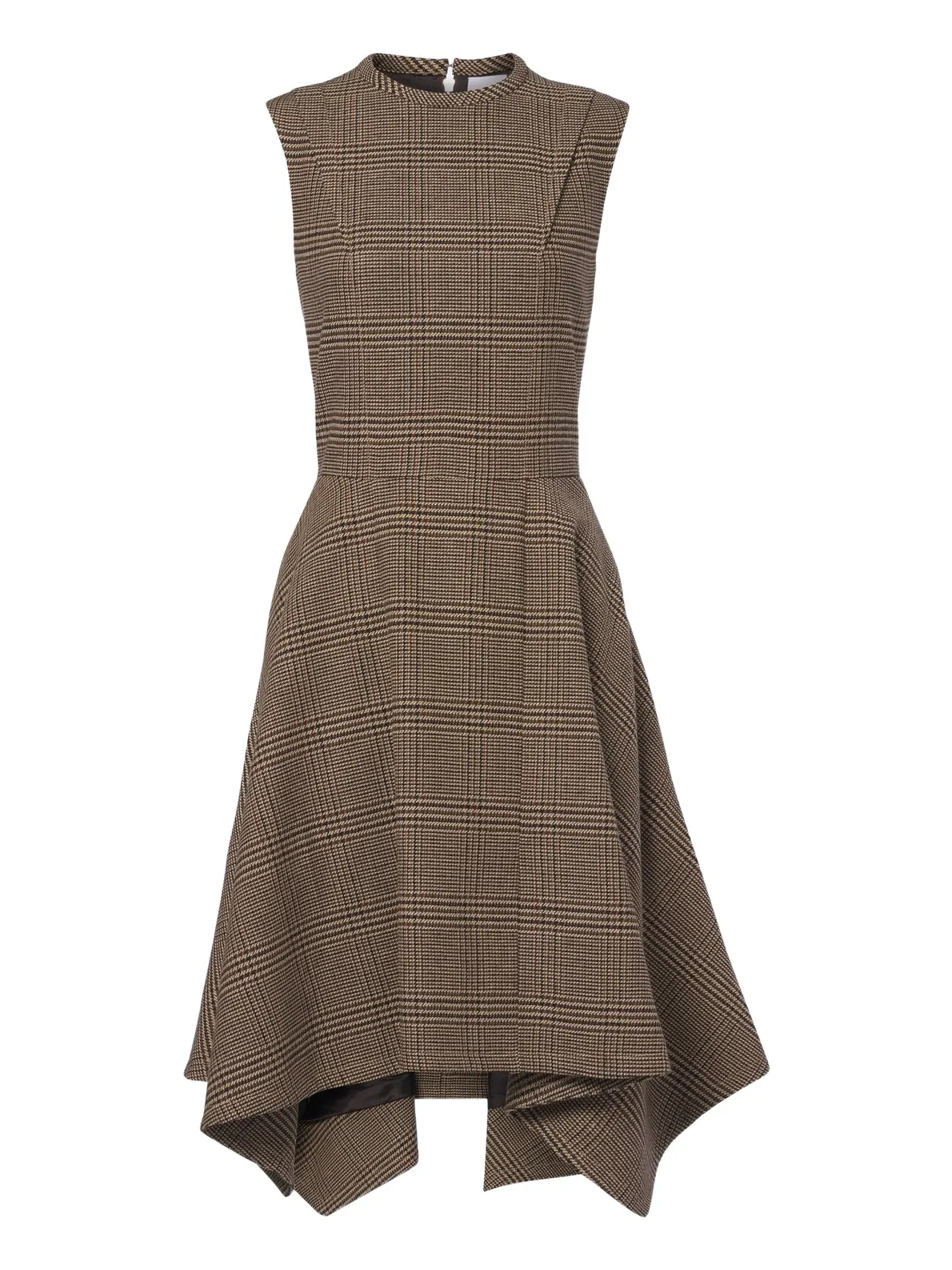 Asymmetric Prince of Wales midi dress