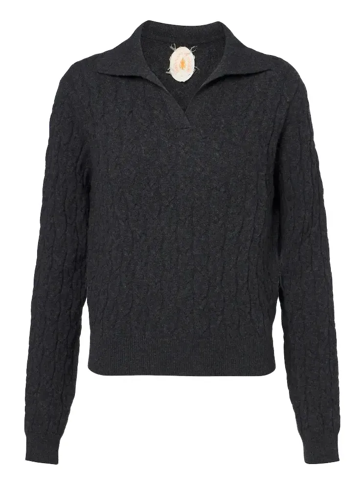 Cable-knit cashmere polo sweater Cable-knit cashmere polo sweater