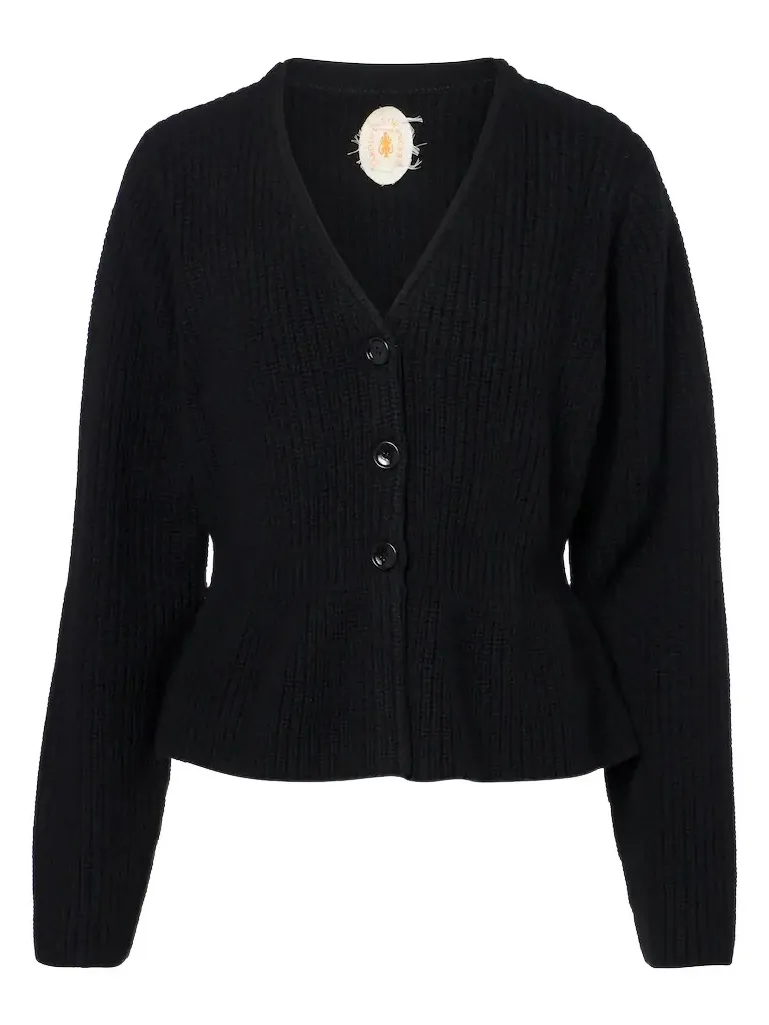 Peplum wool and cashmere cardigan