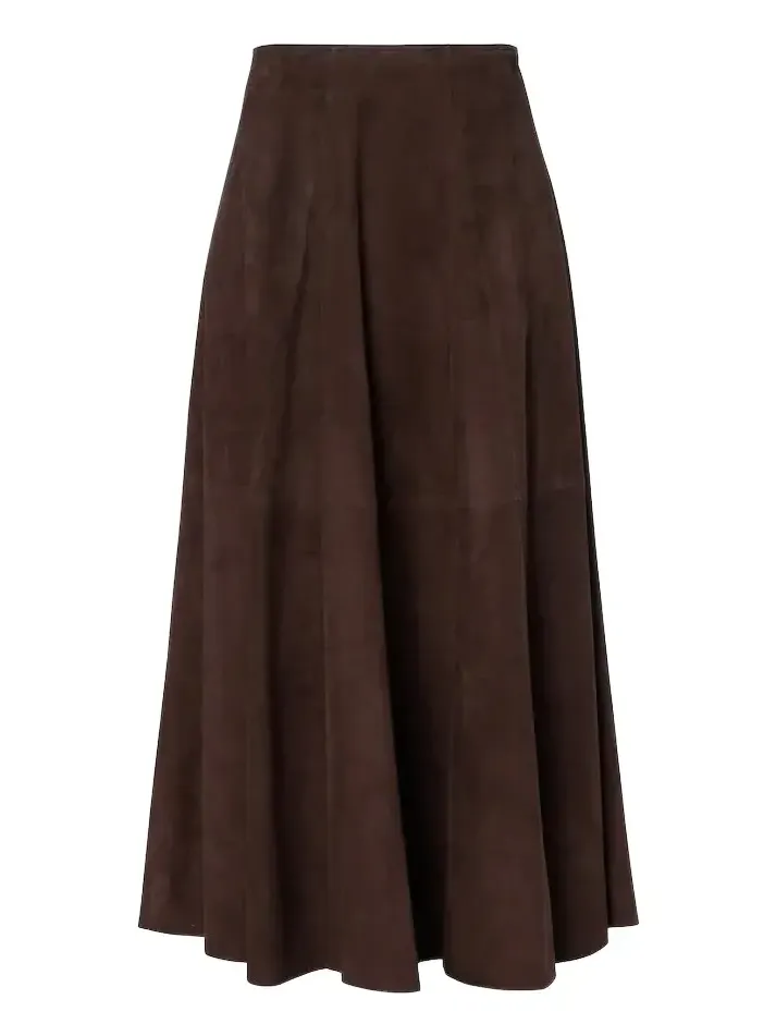 Eleni suede midi skirt
