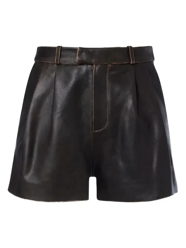 High-rise leather shorts