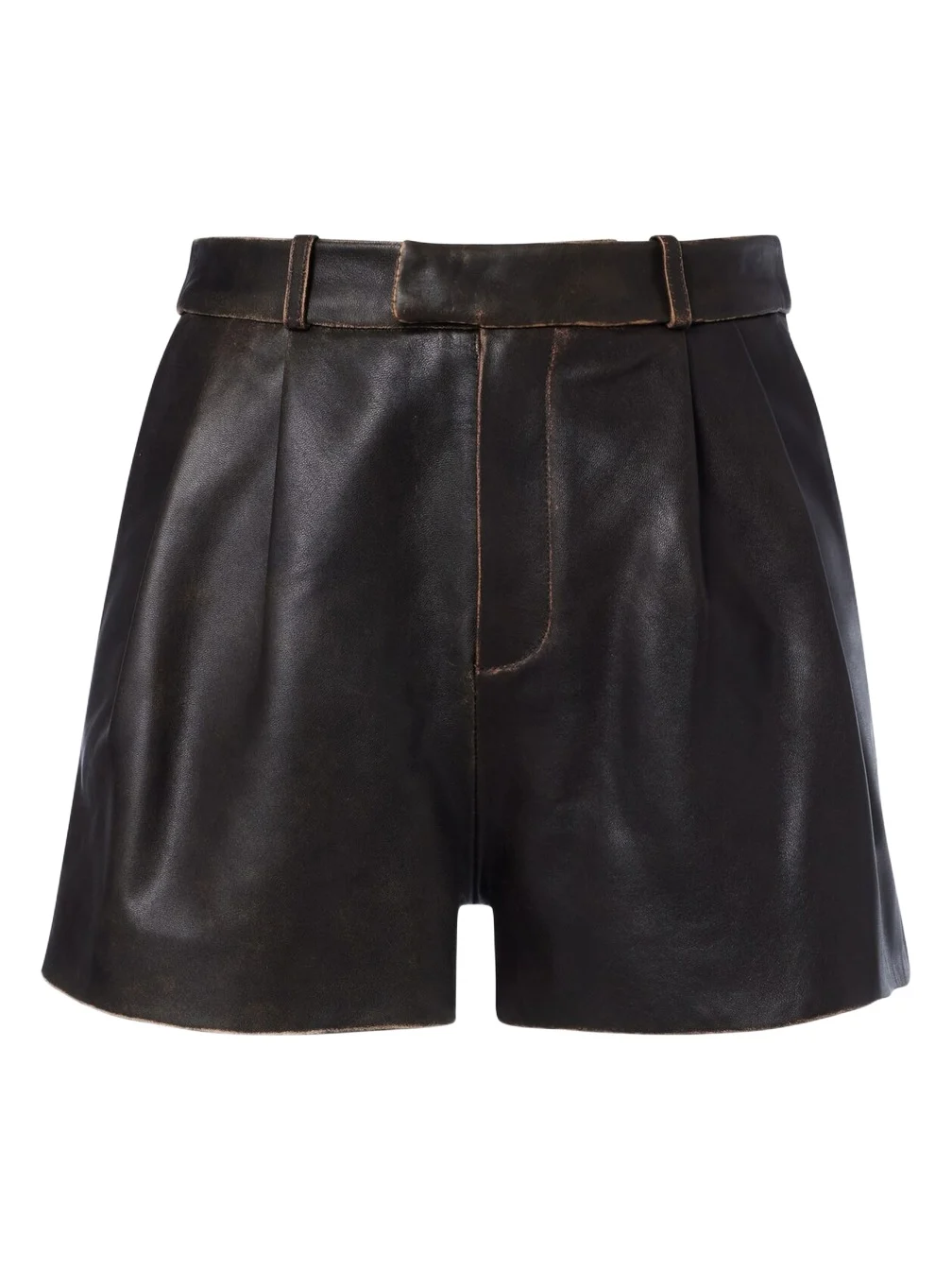 ARMA High-rise leather shorts