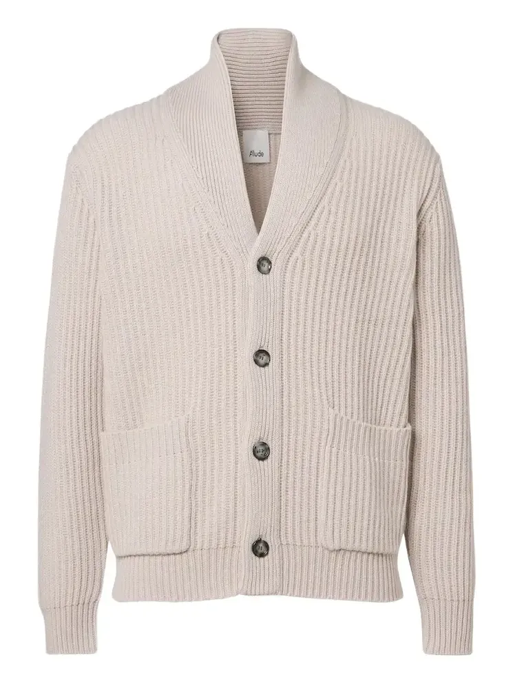 Allude Ribbed-knit wool and cashmere cardigan