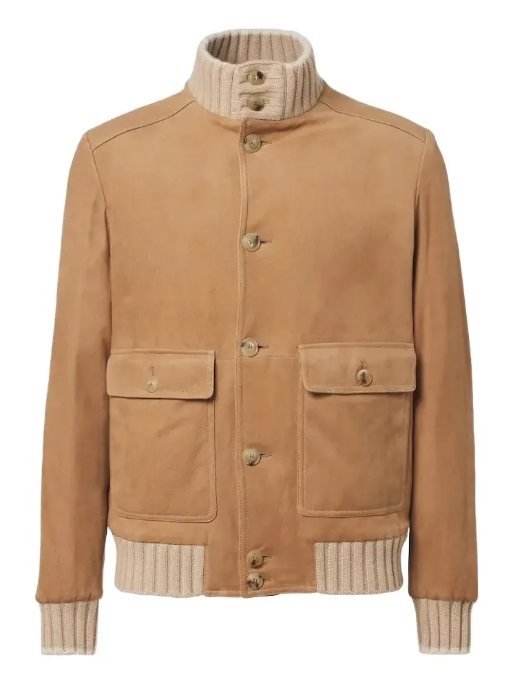 FEDELI Cashmere-trimmed suede jacket
