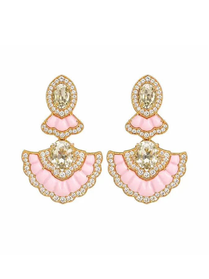 9.27ct Diamond Opal Amethyst 18K Gold Drop Earrings