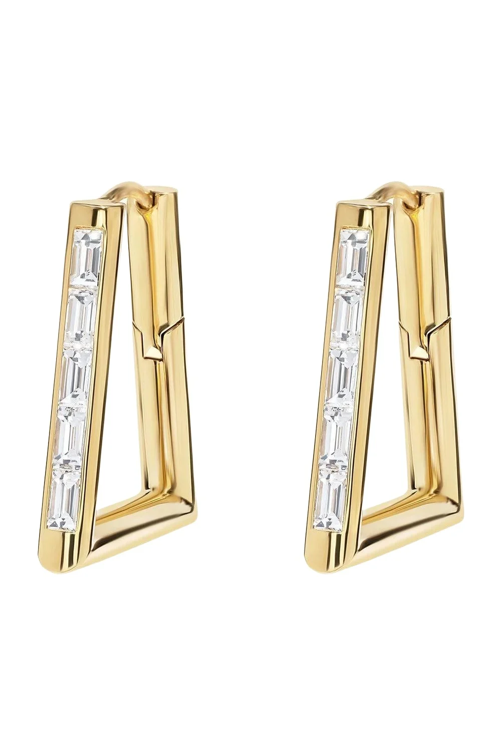 Azlee Diamond Baguette Forma Hoop Earrings