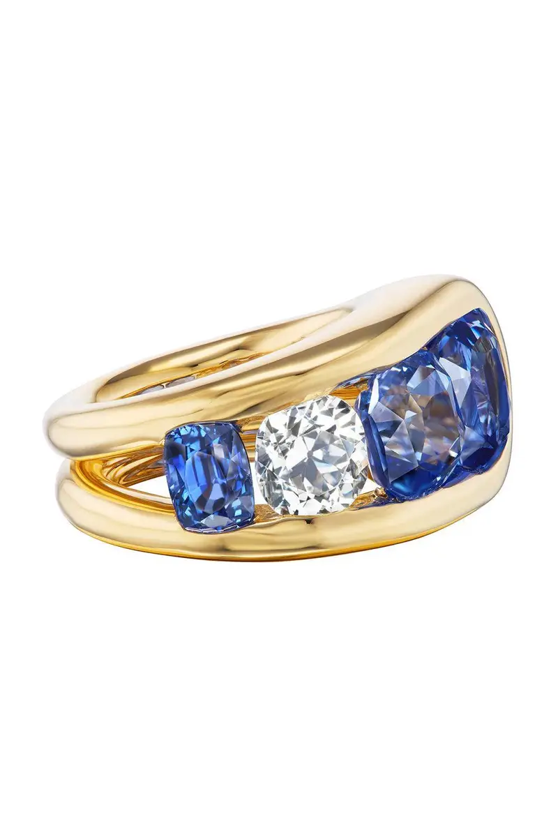 Uniform Object Diamond Blue Sapphire Cascade Ring | Thumbnail 5 Uniform Object Diamond Blue Sapphire Cascade Ring | Thumbnail 5
