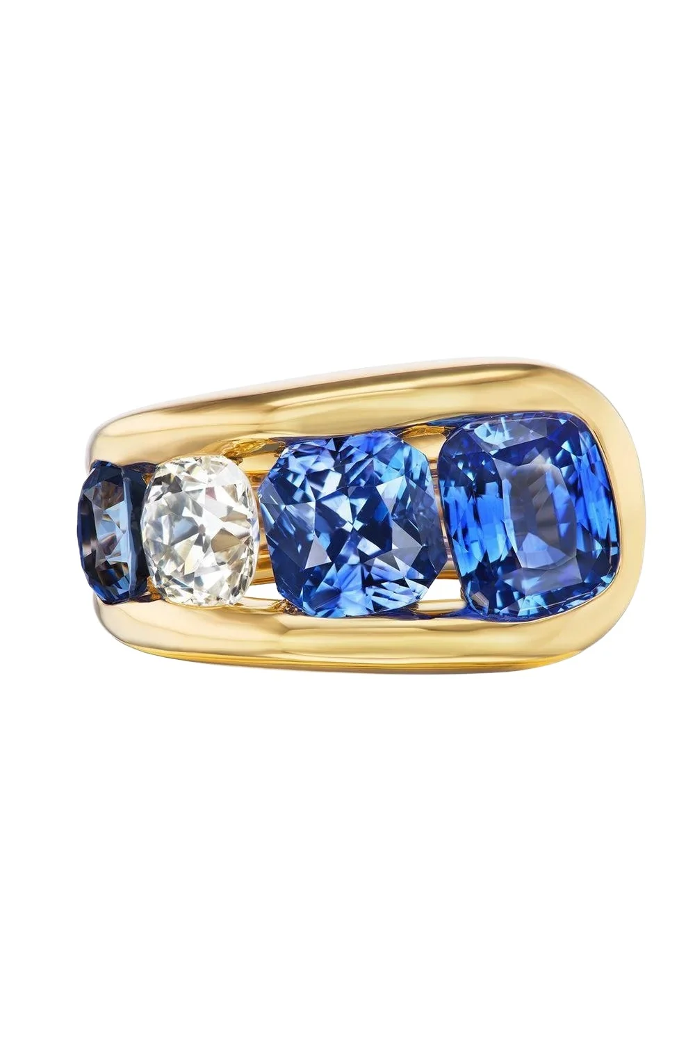 Diamond Blue Sapphire Cascade Ring Diamond Blue Sapphire Cascade Ring