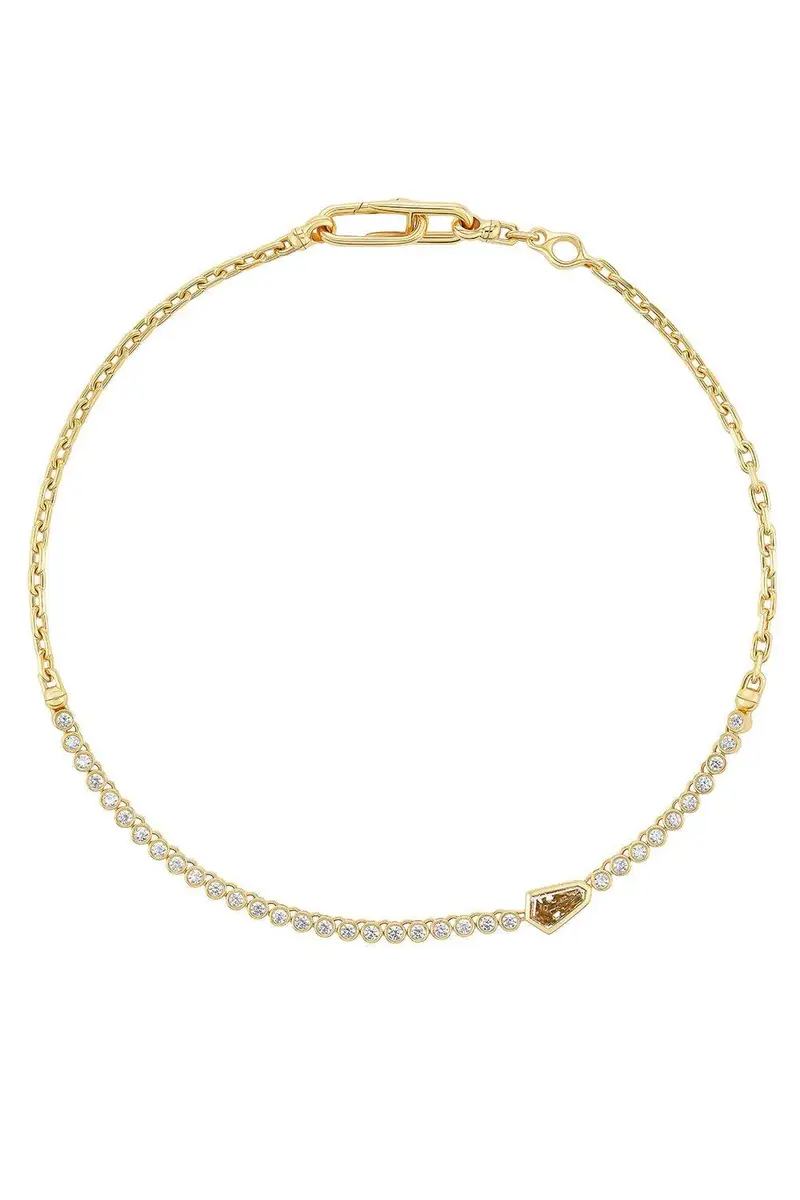 Uniform Object Diamond Champagne Tennis Necklace | Thumbnail 4