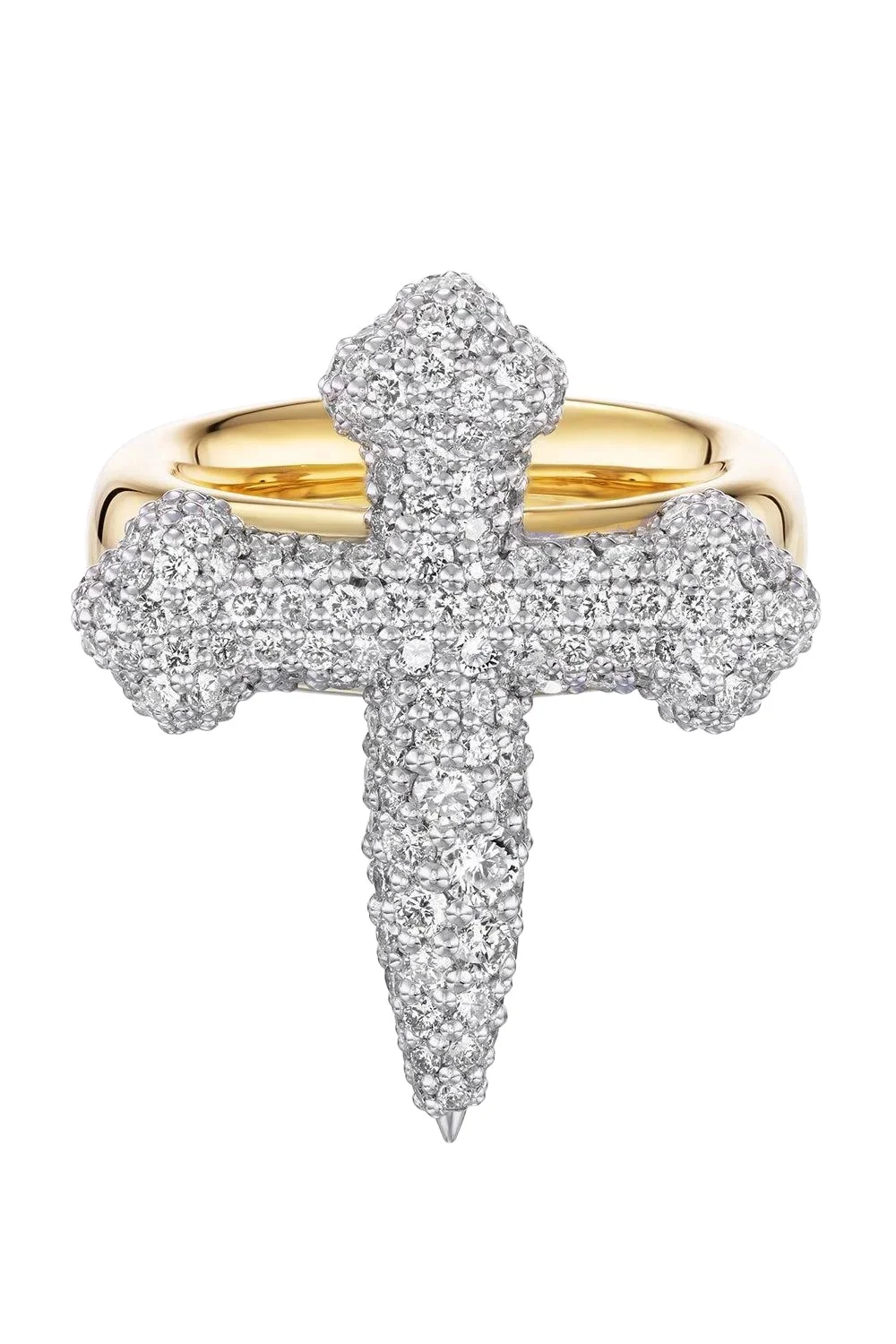 Uniform Object Diamond Cross Gauge Ring