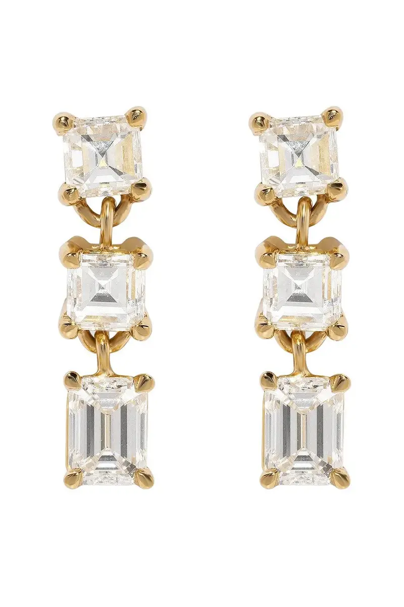 Azlee Diamond Illusion Carre Earrings | Image 1 Azlee Diamond Illusion Carre Earrings | Image 1