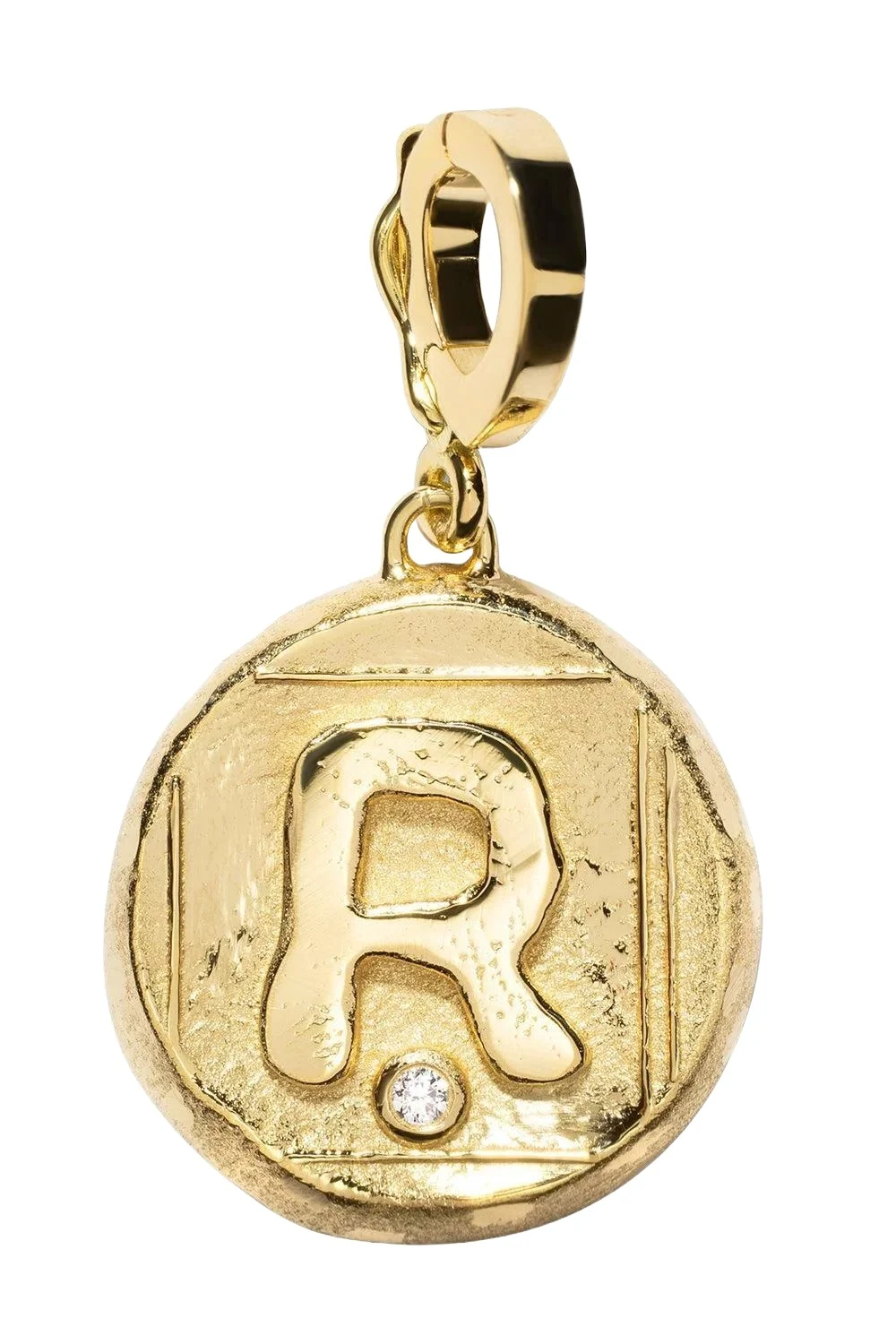 Azlee Diamond R Initial Signature Coin Pendant