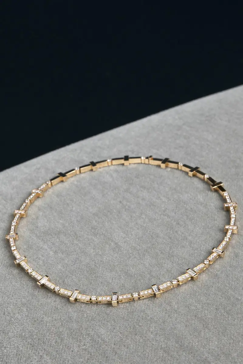 Azlee Diamond Scattered Bar Tennis Necklace | Thumbnail 3 Azlee Diamond Scattered Bar Tennis Necklace | Thumbnail 3