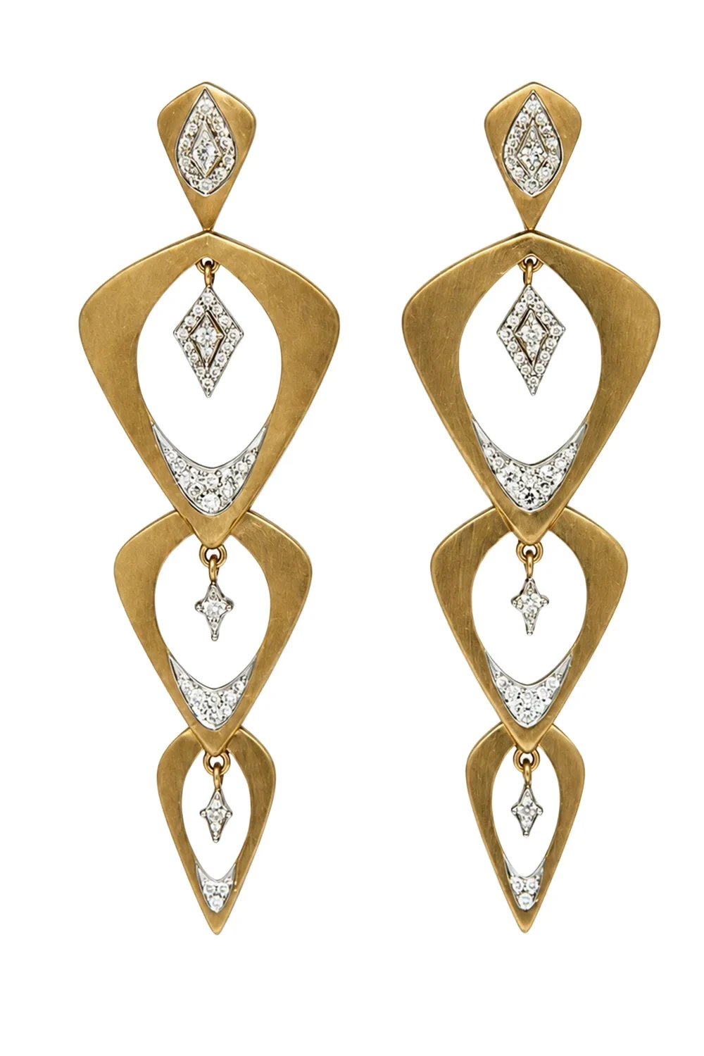 Diamond Three Tier Wicker Earrings