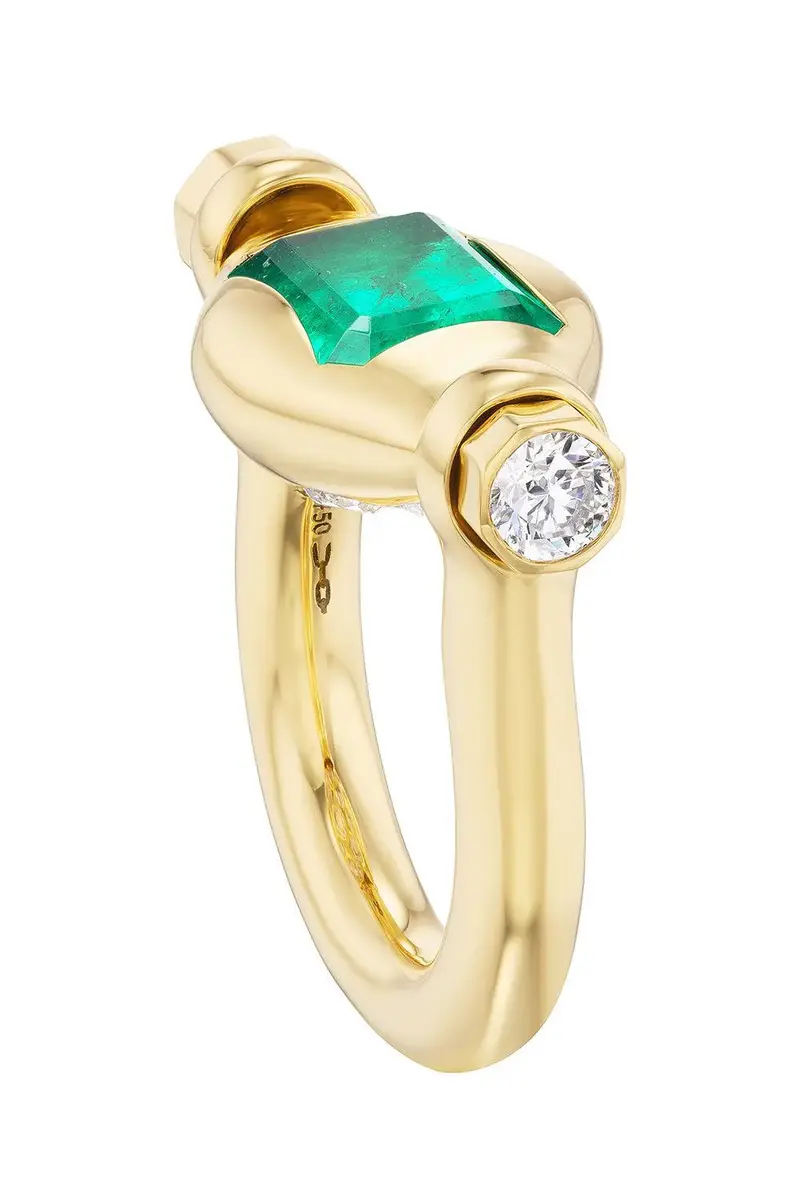 Uniform Object Emerald Diamond Machina Swivel Ring | Thumbnail 3