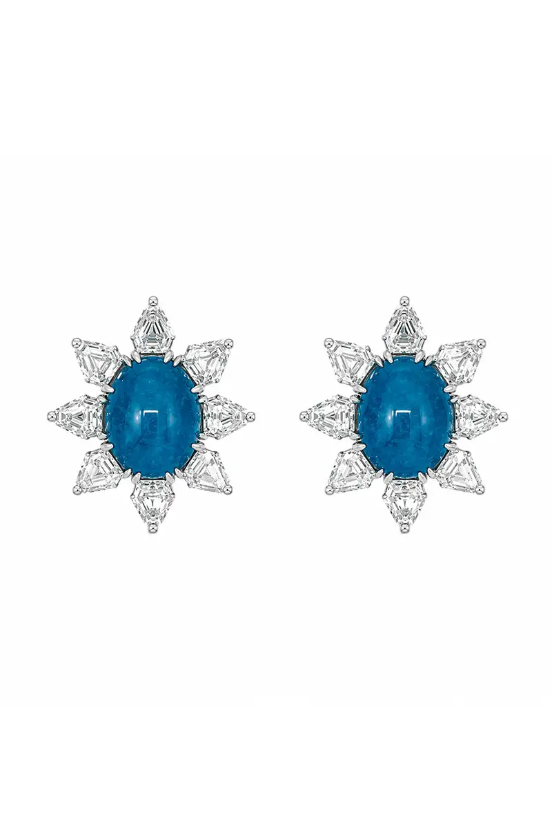 ARUNASHI Paraiba Diamond Oval Stud Earrings | Image 1 ARUNASHI Paraiba Diamond Oval Stud Earrings | Image 1