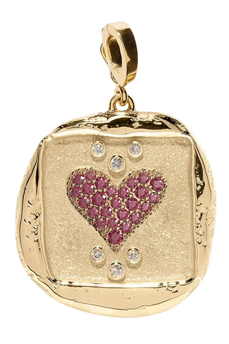 Azlee Ruby Diamond Large Amour Heart Coin | Image 1 Azlee Ruby Diamond Large Amour Heart Coin | Image 1