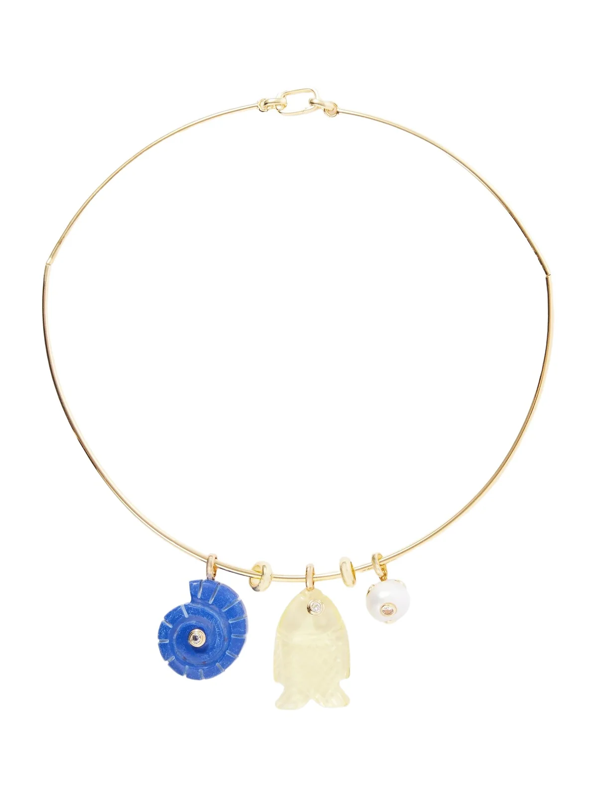 Martha Calvo Aurelia Lapis Lazuli, Citrine And Freshwater Pearl Gold-toned Necklace