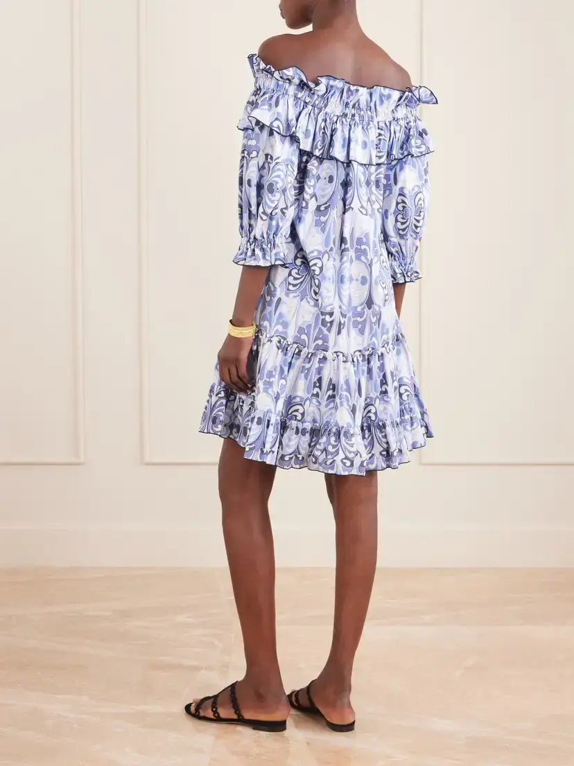 La DoubleJ Breakfast Off-the-shoulder Tiered Printed Cotton Midi Dress | Thumbnail 3 La DoubleJ Breakfast Off-the-shoulder Tiered Printed Cotton Midi Dress | Thumbnail 3