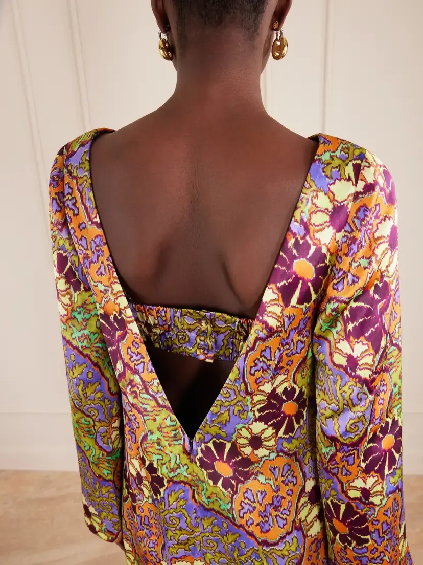 ALÉMAIS Floral-print Fringed Satin Mini Dress | Thumbnail 4 ALÉMAIS Floral-print Fringed Satin Mini Dress | Thumbnail 4