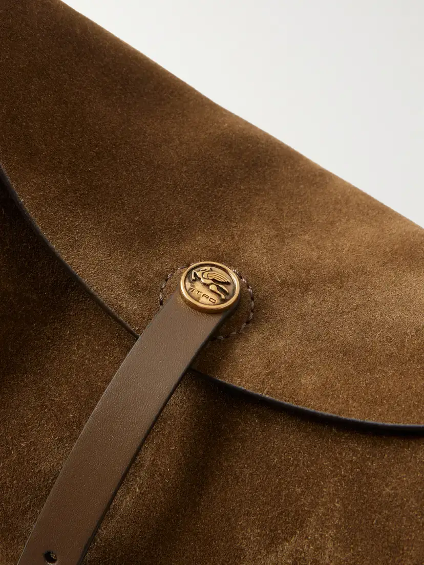 Etro Logo-detailed Leather-trimmed Suede Shoulder Bag | Thumbnail 5 Etro Logo-detailed Leather-trimmed Suede Shoulder Bag | Thumbnail 5