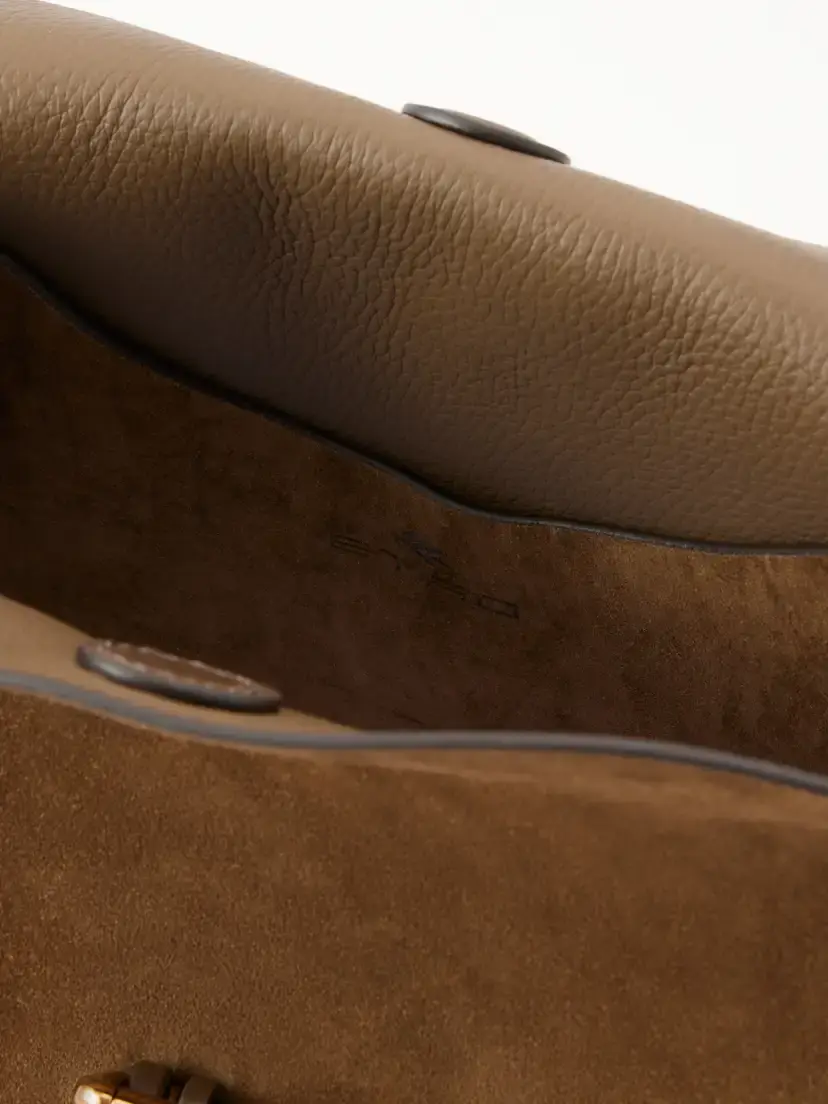 Etro Logo-detailed Leather-trimmed Suede Shoulder Bag | Thumbnail 6 Etro Logo-detailed Leather-trimmed Suede Shoulder Bag | Thumbnail 6