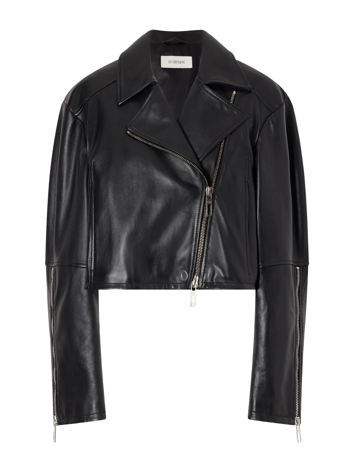 Sportmax Cropped Fringed Leather Biker Jacket
