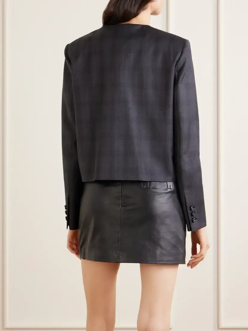 Blazé Milano Shamo Bolero Cropped Prince Of Wales Checked Wool Jacket | Thumbnail 3 Blazé Milano Shamo Bolero Cropped Prince Of Wales Checked Wool Jacket | Thumbnail 3