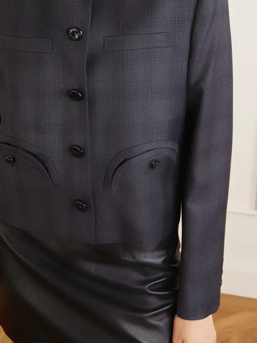 Blazé Milano Shamo Bolero Cropped Prince Of Wales Checked Wool Jacket | Thumbnail 4 Blazé Milano Shamo Bolero Cropped Prince Of Wales Checked Wool Jacket | Thumbnail 4