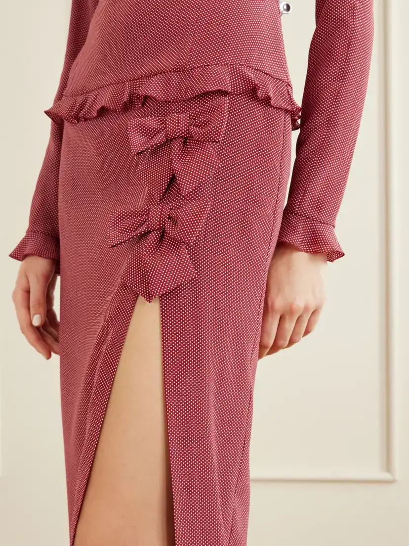 Alessandra Rich Bow-detailed Polka-dot Silk-crepe Midi Dress | Thumbnail 5 Alessandra Rich Bow-detailed Polka-dot Silk-crepe Midi Dress | Thumbnail 5