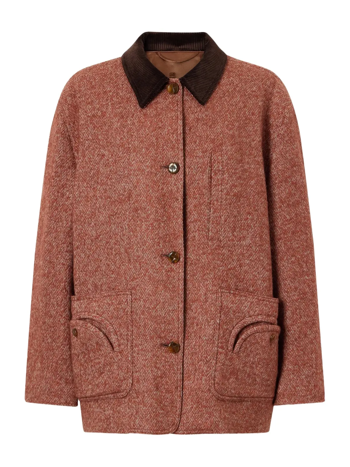 Blazé Milano Clelia Corduroy-trimmed Herringbone Jacket