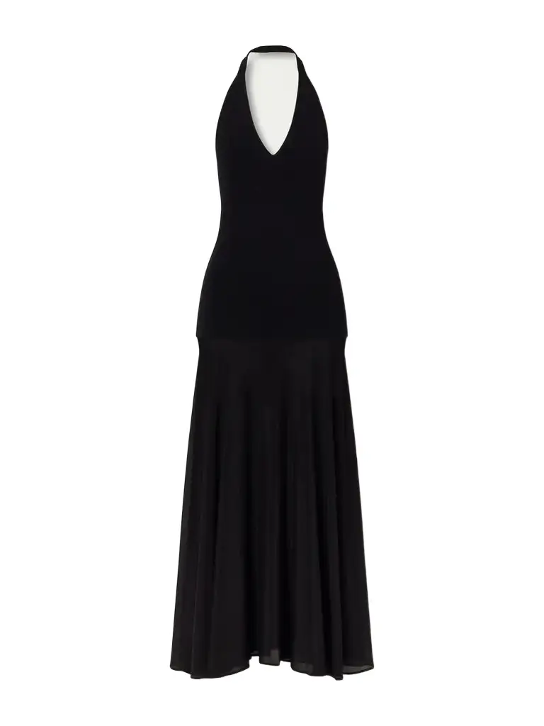 St. Agni Circle Mesh And Crepe Halterneck Maxi Dress | Image 1 St. Agni Circle Mesh And Crepe Halterneck Maxi Dress | Image 1