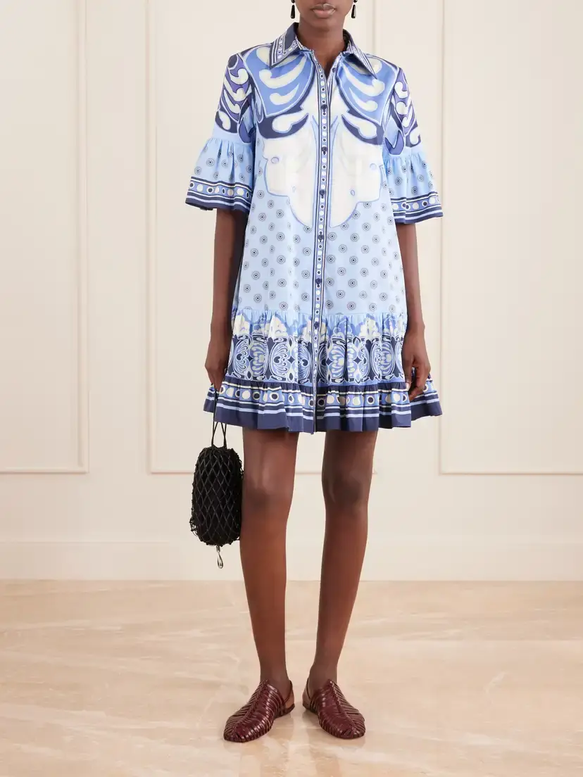 La DoubleJ Choux Tiered Printed Cotton-poplin Shirt Dress | Thumbnail 2 La DoubleJ Choux Tiered Printed Cotton-poplin Shirt Dress | Thumbnail 2