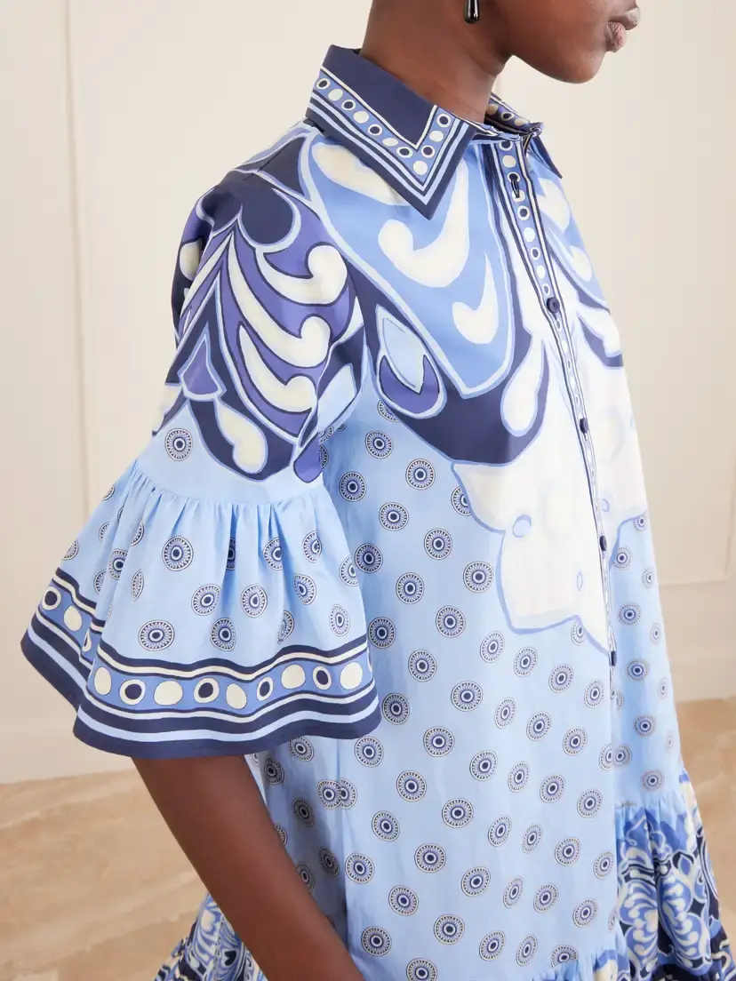 La DoubleJ Choux Tiered Printed Cotton-poplin Shirt Dress | Thumbnail 4 La DoubleJ Choux Tiered Printed Cotton-poplin Shirt Dress | Thumbnail 4