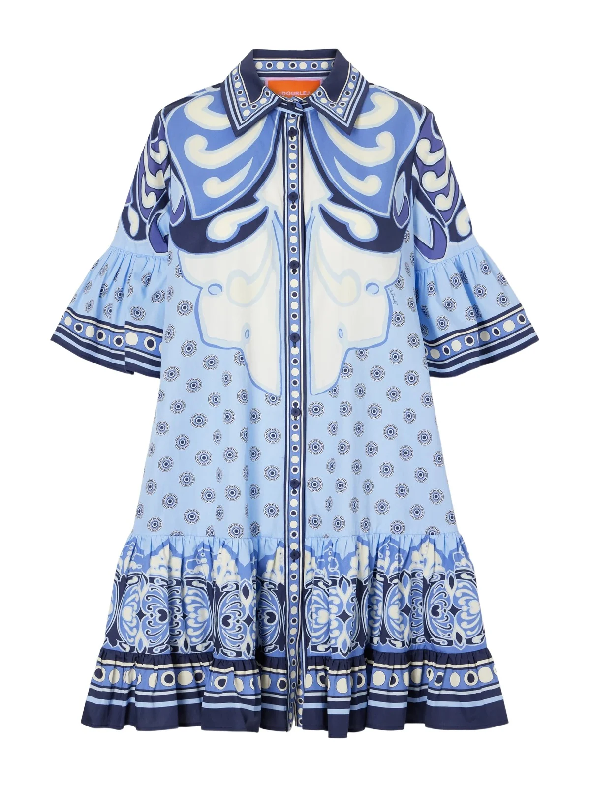 La DoubleJ Choux Tiered Printed Cotton-poplin Shirt Dress
