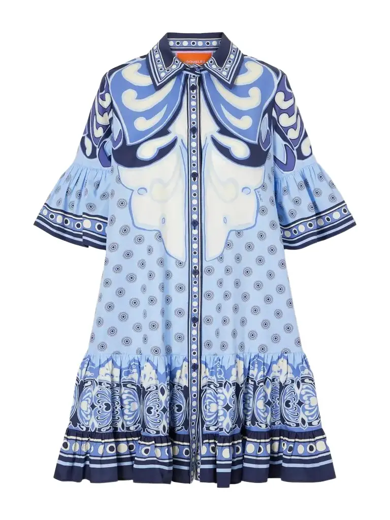 La DoubleJ Choux Tiered Printed Cotton-poplin Shirt Dress