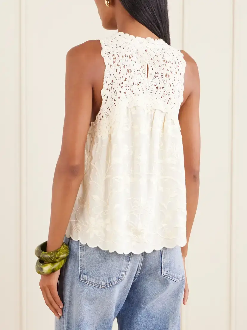 Sea Alina Lace-embroidered Satin Blouse | Thumbnail 3