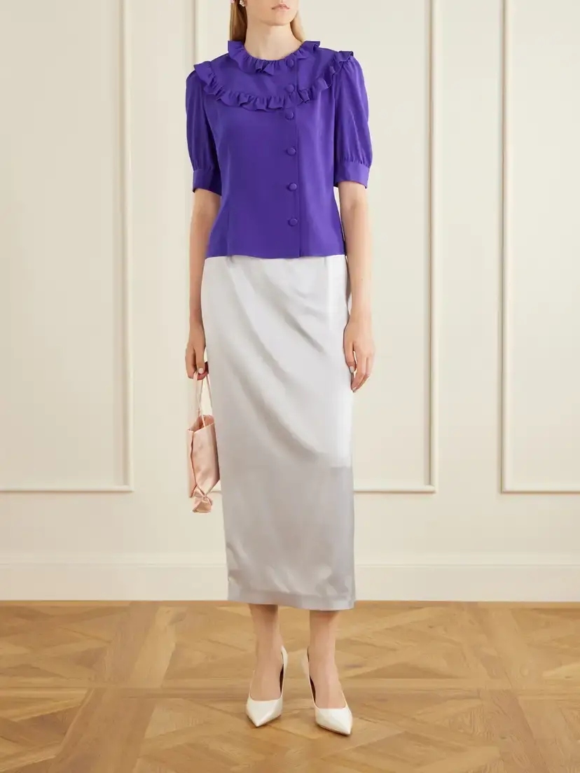 Alessandra Rich Ruffle-collar Silk Organza Shirt | Thumbnail 2 Alessandra Rich Ruffle-collar Silk Organza Shirt | Thumbnail 2