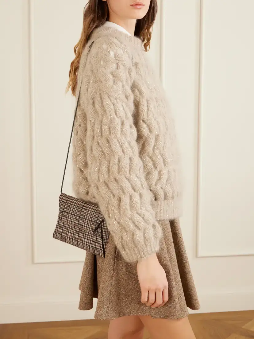 Brunello Cucinelli Checked Wool Clutch | Thumbnail 2