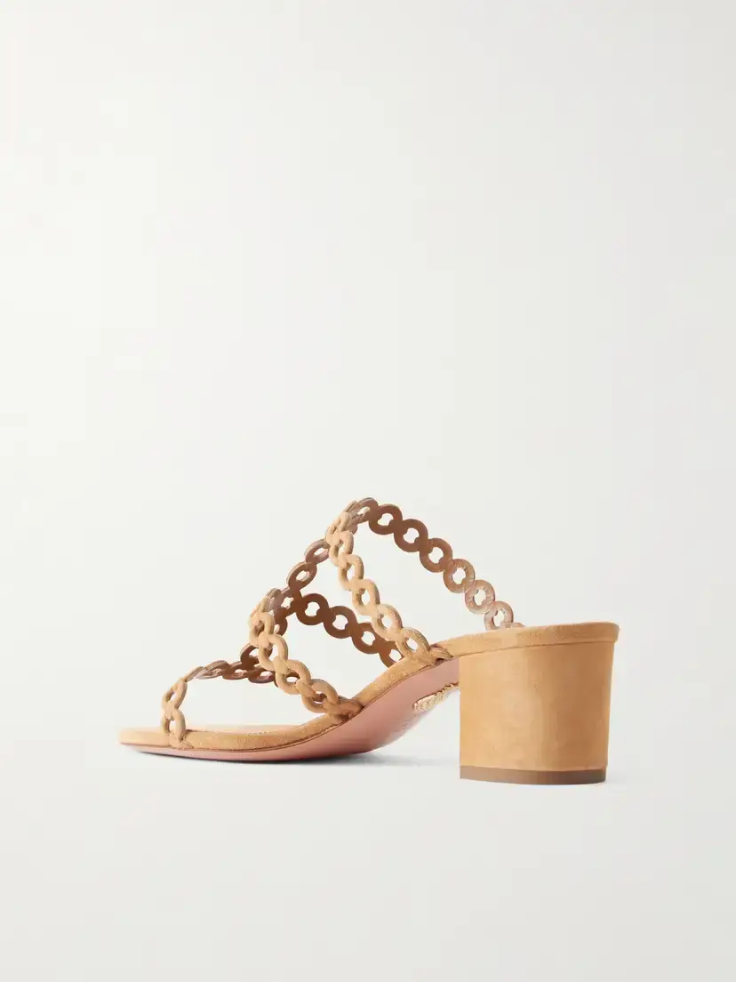 Aquazzura Infinity Chain 50 Perforated Suede Mules | Thumbnail 3