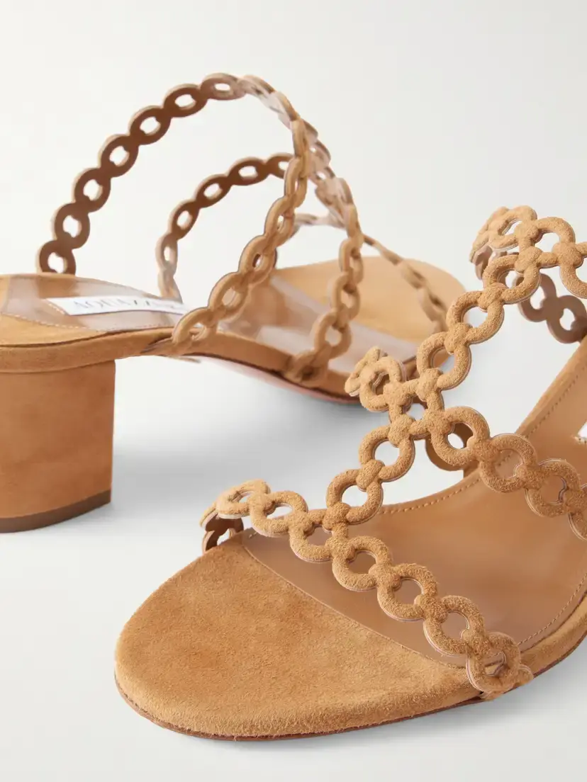 Aquazzura Infinity Chain 50 Perforated Suede Mules | Thumbnail 5